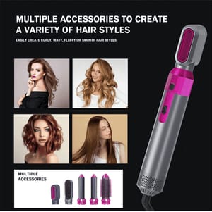 5-in-1 Hot Air Brush Set | Hair Dryer & Styler Brush for Blow Dry, Curl, Straighten & Volumize